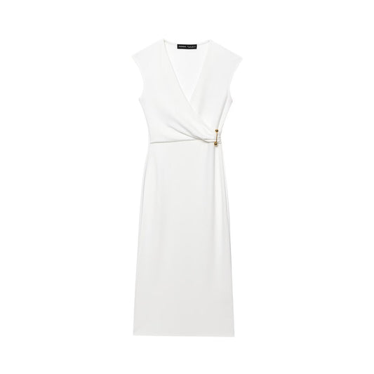Casual and fashionable pin decoration MIDI dress for women