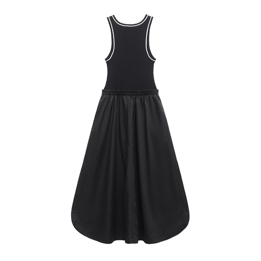 Striped patchwork round neck sleeveless dress for women